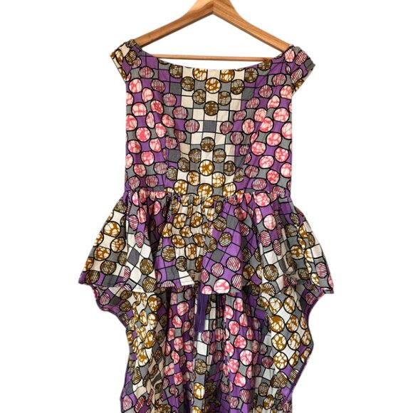 Binta Real Wax African Print Peplum Hi-Low Top | Size 2XL | New - Picture 2 of 10